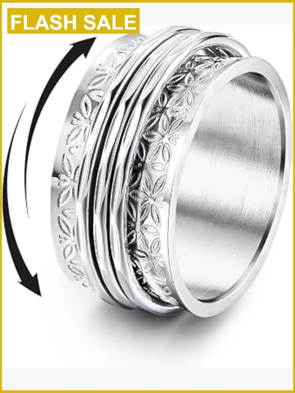 Stainless Steel Spinner Fidget Rings Anxiety Relief Band 12 Pack